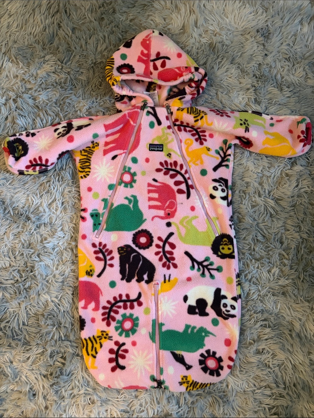 Y2K Patagonia Baby Pink Floral Fleece one piece